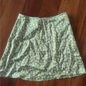 Reformation Green Floral A-Line Skirt